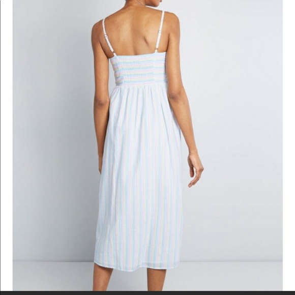 NWOT Pastel Pin Stripe Button Up Long Dress - Picture 3 of 8